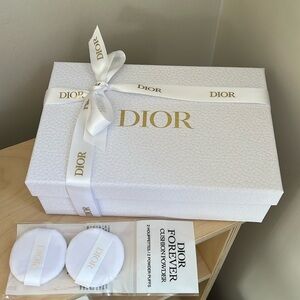 Dior Classic white mini empty gift box and Dior forever cushion powder puffs